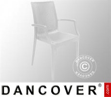 Stuhl mit Armlehnen, Rattan Bistrot, Weiß, 6 Stück